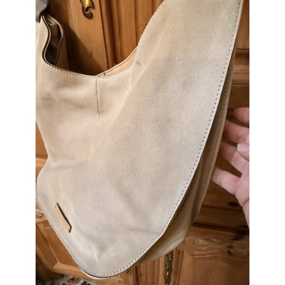 Lucky Brand ForaHo Hobo Bag in Dusty Sand Suede Macadamia Leather Mushroom Tan - Picture 3 of 16